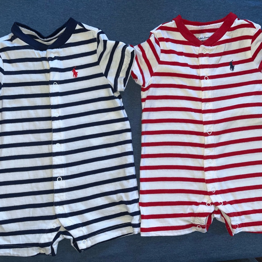 2 Striped Baby Ralph Lauren Romper Set
